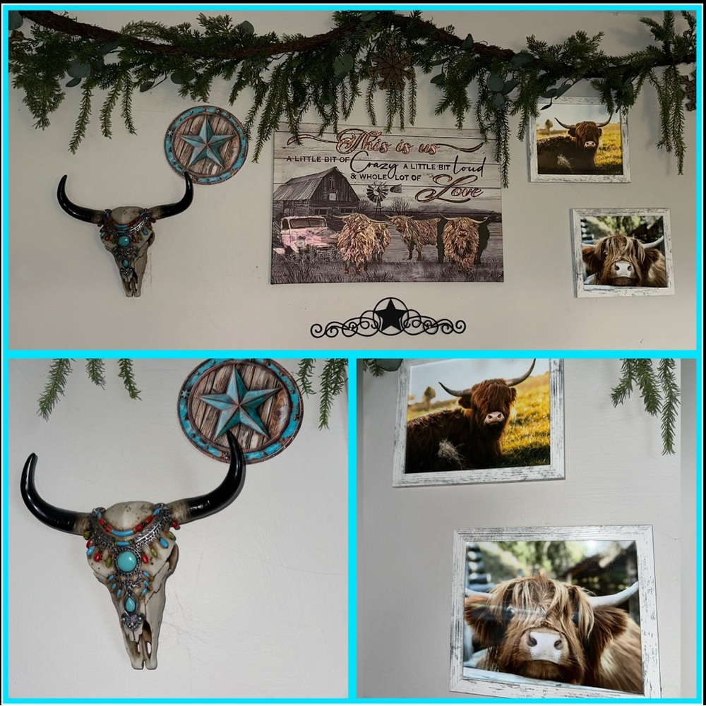 Rustic Farmhouse Wall Art with Highland Cows